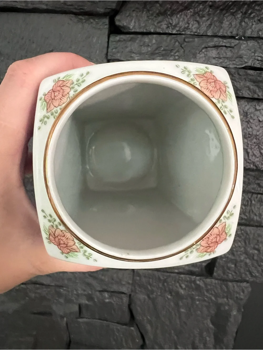 VTG Takahashi Floral Print Vase Blue 1980 Detailed set